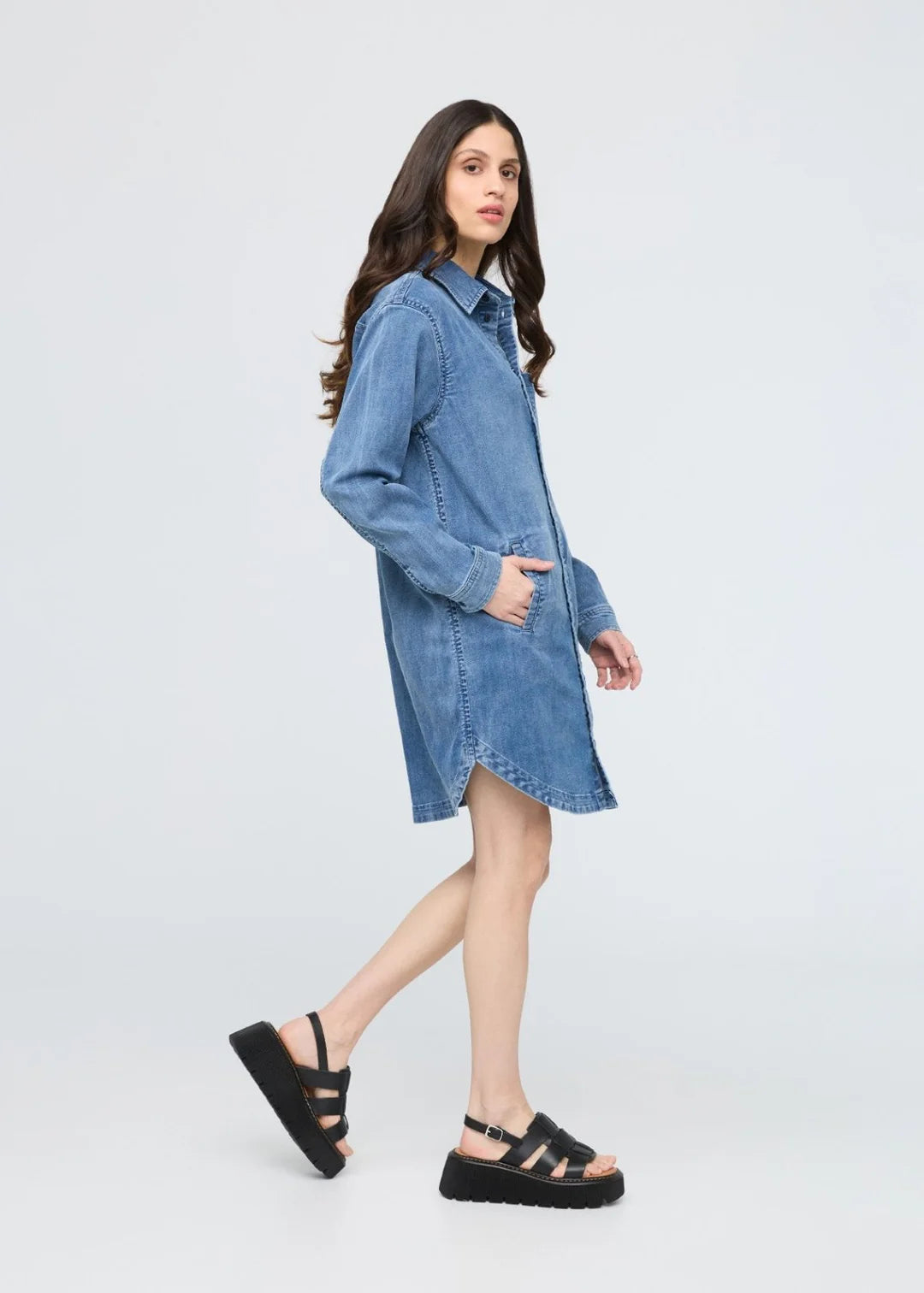 DUER Performance Denim Lite Shirt Dress Women's