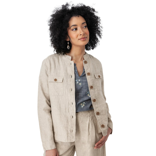 AVENTURA Leni Linen Mandarin Collar Jacket