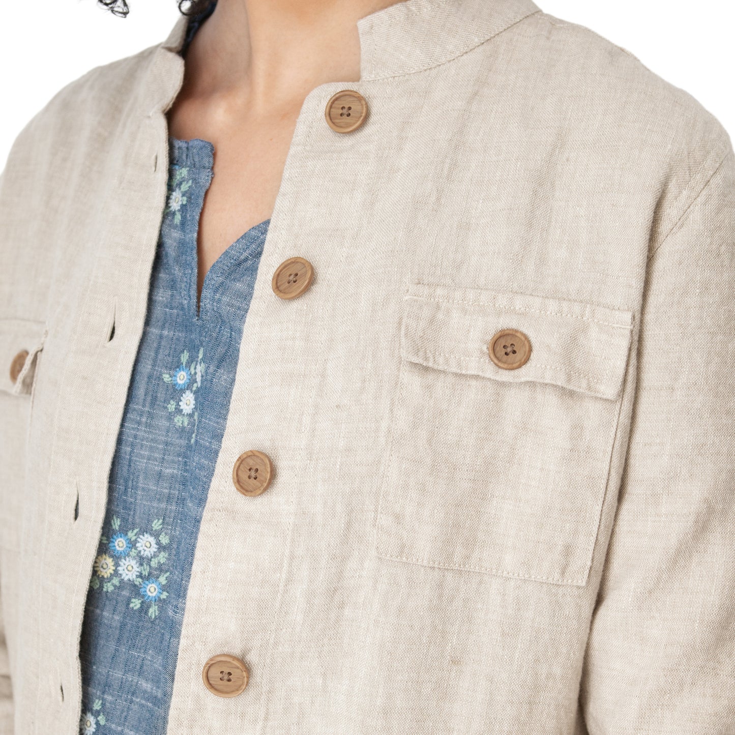 AVENTURA Leni Linen Mandarin Collar Jacket
