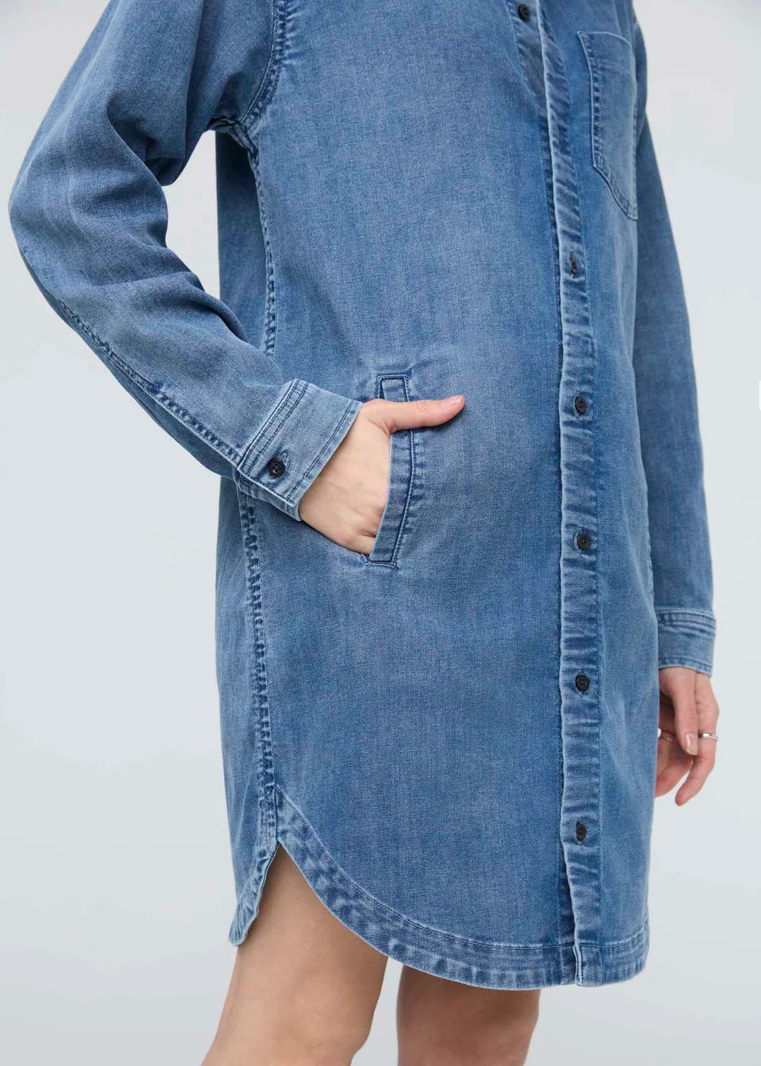 DUER  Performance Denim Lite Shirt Dress Women's