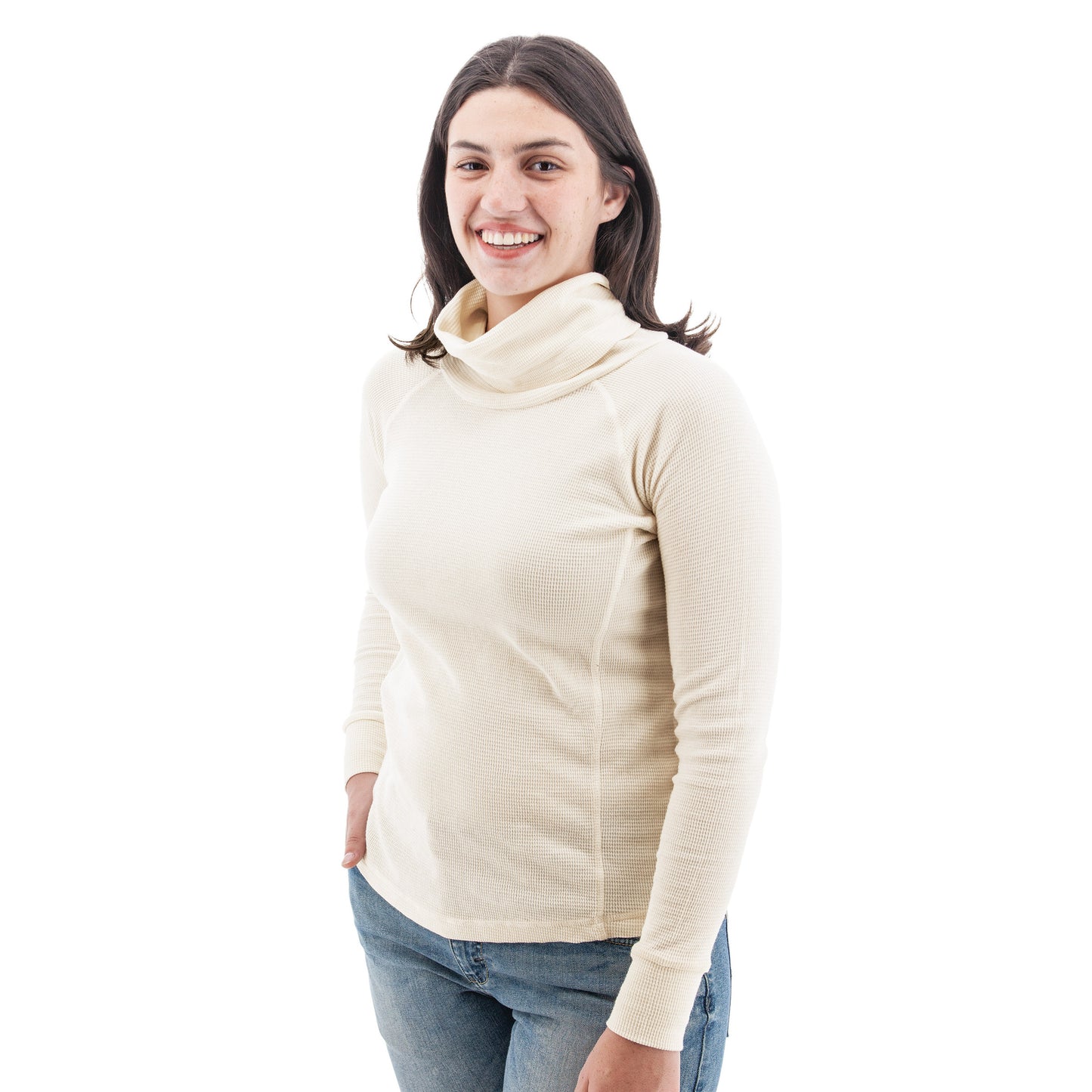 OLD RANCH BRANDS Cyndi Waffle Knit Cowl Neck